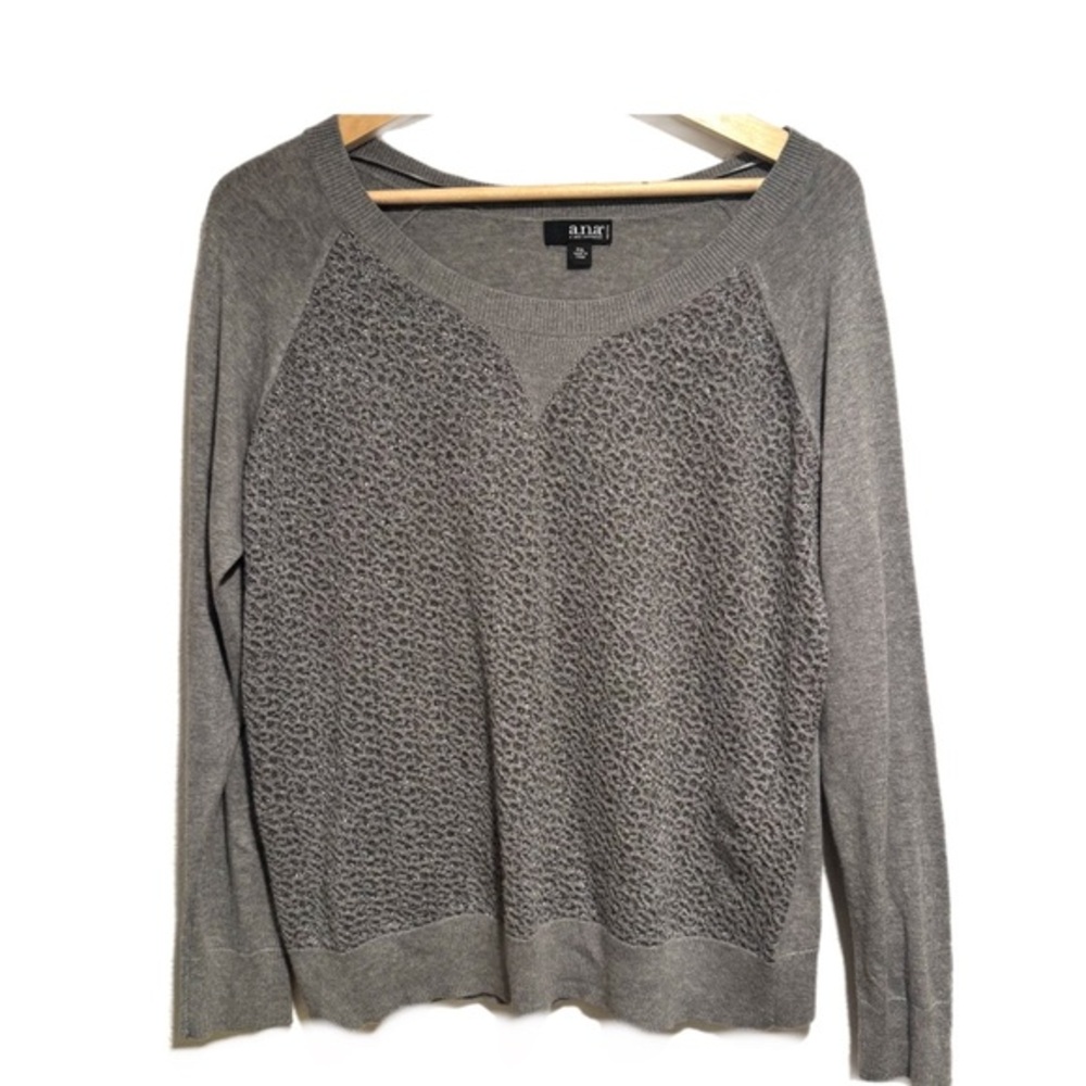 NWOT a.n.a Light Gray Knit Metallic Sweater